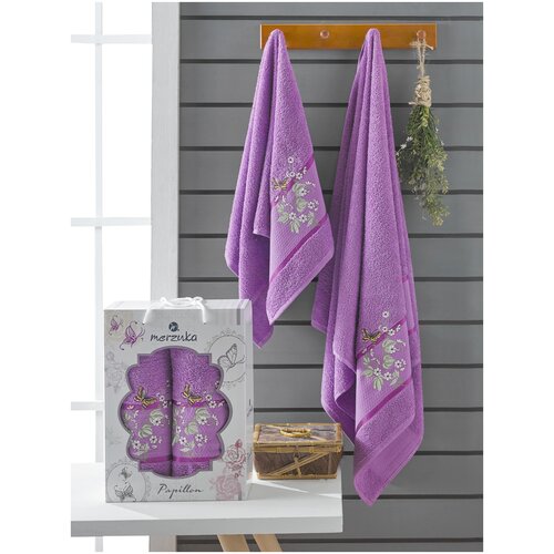 фото Oran merzuka полотенце papillon цвет: фиолетовый (50х90 см,70х140 см) br41023