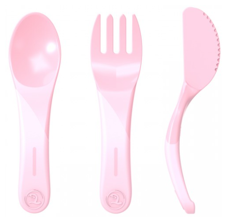 Набор приборов Twistshake (ложка+вилка+ножик) розовый - фото №1