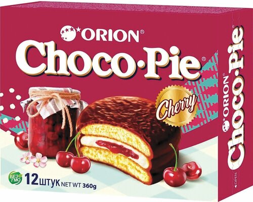 Печенье ORION "Choco Pie Cherry" вишневое 360 г (12 штук х 30 г ...
