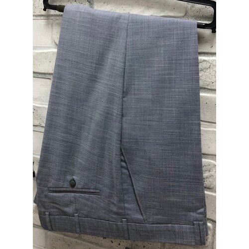 Брюки CLAUDE, демисезон/лето, классические, прямой силуэт, карманы, со стрелками, размер 176-112, голубой, серый