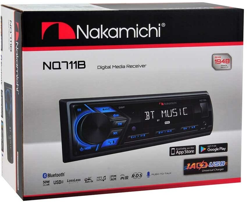 Автомагнитола Nakamichi NQ711B, черный/синий