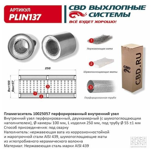 cbd plin159 пламегаситель коллекторный 11015057 перфорированный из нерж стали cbd plin159 CBD PLIN137 Пламегаситель 10025057 перфорированный внутр. узел, из Нерж. стали. CBD. PLIN137