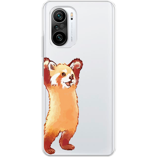 Силиконовый чехол на Xiaomi Mi 11i / Сяоми Ми 11i Красная панда в полный рост, прозрачный
