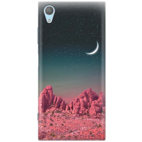 фото Cиликоновый чехол на sony xperia xa1 plus / сони иксперия ха1 плюс с принтом "месяц над розовыми горами" gosso