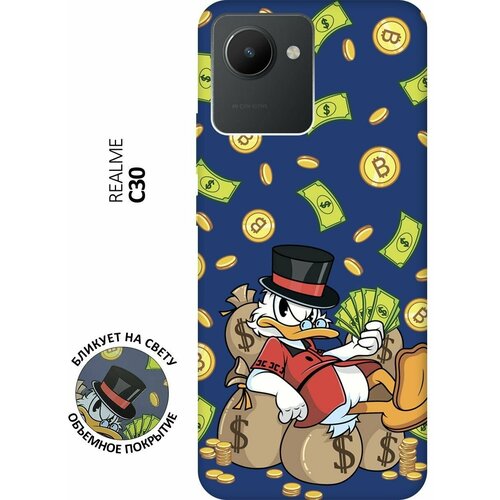 Матовый чехол Rich Scrooge для realme C30 / Рилми С30 с 3D эффектом синий матовый чехол rich scrooge для realme c35 рилми с35 с 3d эффектом синий