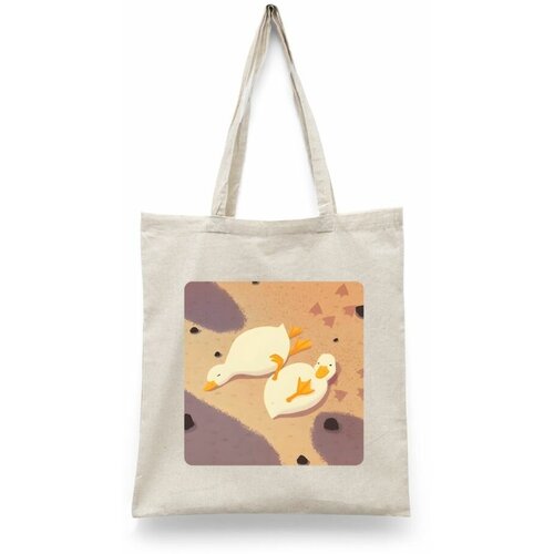 фото Сумка-шоппер унисекс каждому своё "милые уточки/утка/duck" черная