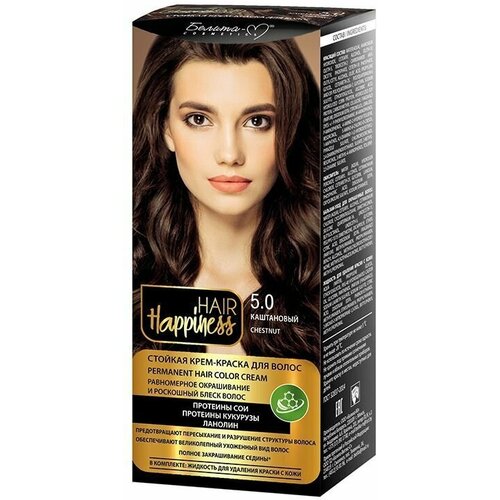 Белита-М Крем-краска для волос HAIR HAPPINESS стойкая тон 5.0 светло-каштановый