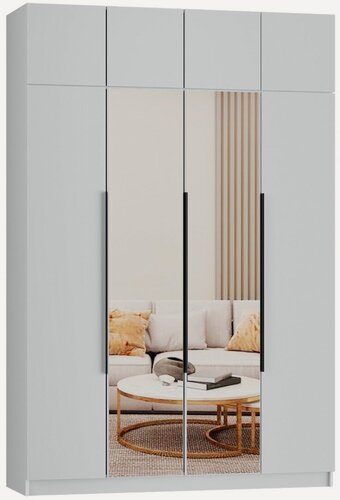 Изображение товара Шкаф для одежды, распашной Эрик 4, Легкомаркет, 2200-520-2300, белый, белье/платье/белье, с зеркалом