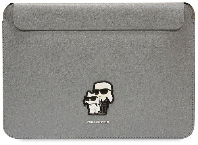 Чехол-папка Lagerfeld Saffiano Sleeve NFT Karl & Choupette для Macbook 13"/14", серебристый