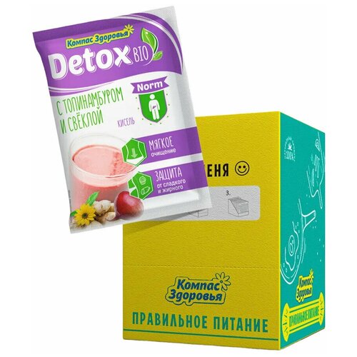 Кисель овсяно-льняной "Detox Bio Norm" на фруктозе, 25 гр Компас здоровья (10 шт. в наборе)