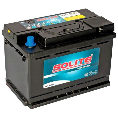 Автомобильный аккумулятор Solite EFB 70, 278x175x190