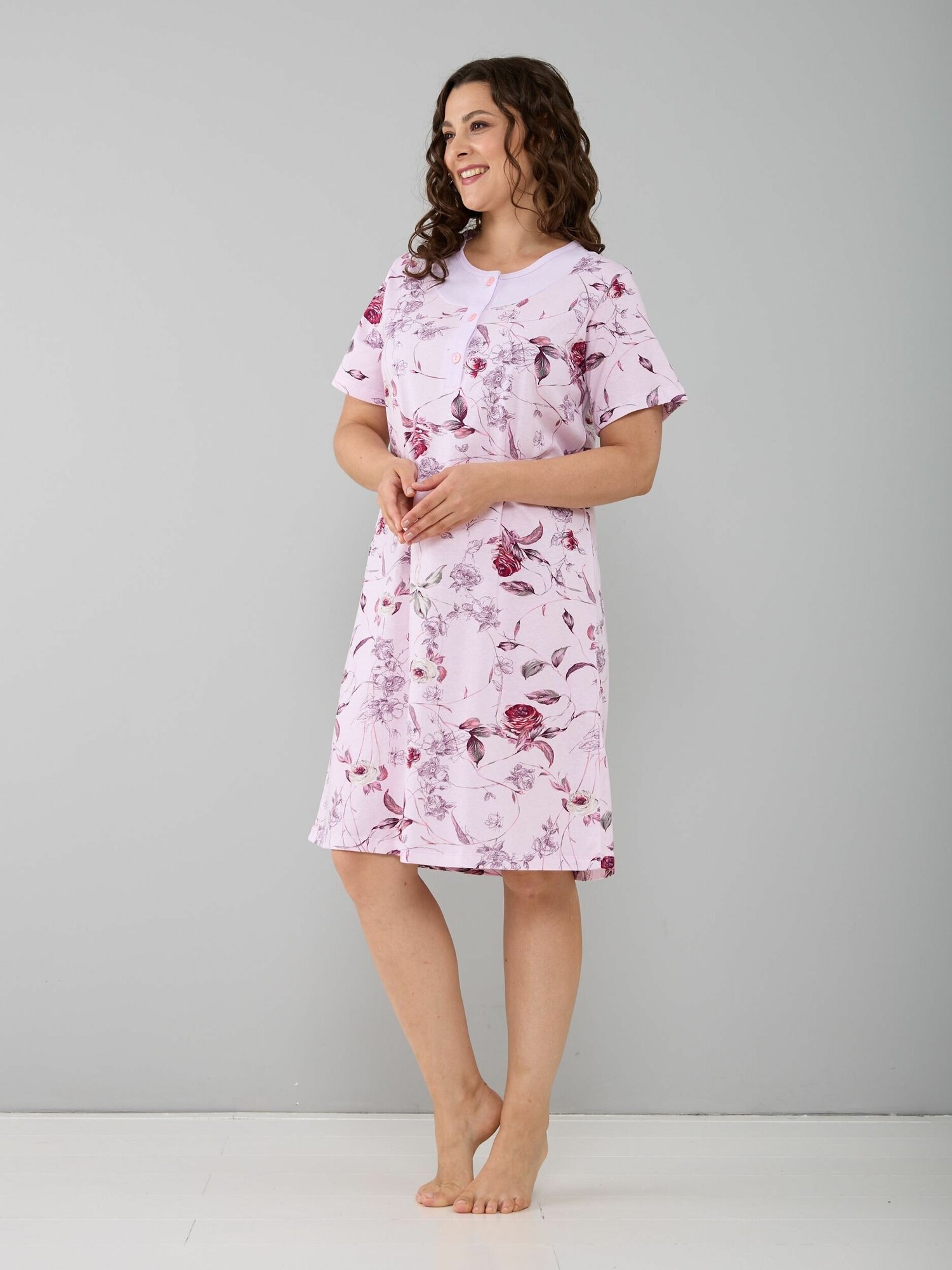 Ночная рубашка женская Алтекс розовая, размер 60 - фотография № 4