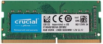 Оперативная память Crucial 4 ГБ DDR4 2400 МГц SODIMM CL17 CT4G4SFS824A