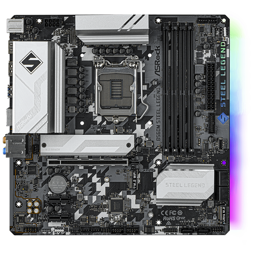 Материнская плата mATX ASRock B560M STEEL LEGEND (LGA1200, B560, 4*DDR4(4800), 6*SATA 6G, 2*M.2, 3*PCIE, 7.1CH, 2.5Glan, HDMI, DP, 6*USB 3.2/USB Type-