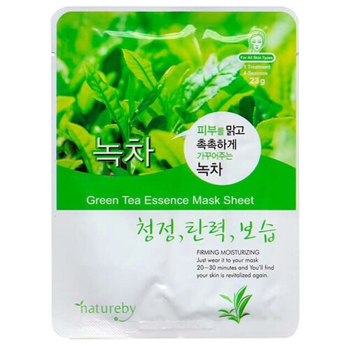 Natureby Green Tea Essence Mask Sheet тканевая маска с экстрактом зеленого чая, 23 г, 23 мл