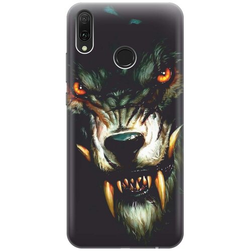 фото Cиликоновый чехол на huawei y9 (2019) / хуавей у9 2019 с принтом "злой оборотень" gosso