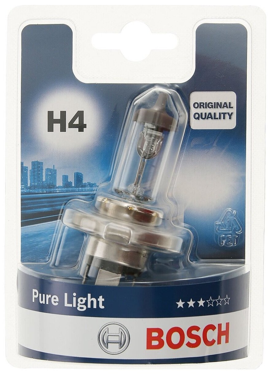 Лампа галогеновая головного света H4 P43t Pure light 12V 60/55W Блистер 1 шт