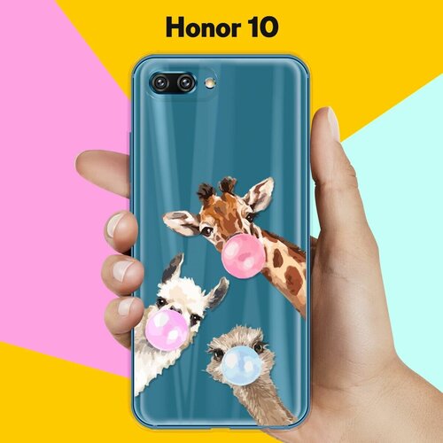 Силиконовый чехол Лама, жираф и страус на Honor 10 силиконовый чехол лама жираф и страус на honor 9s