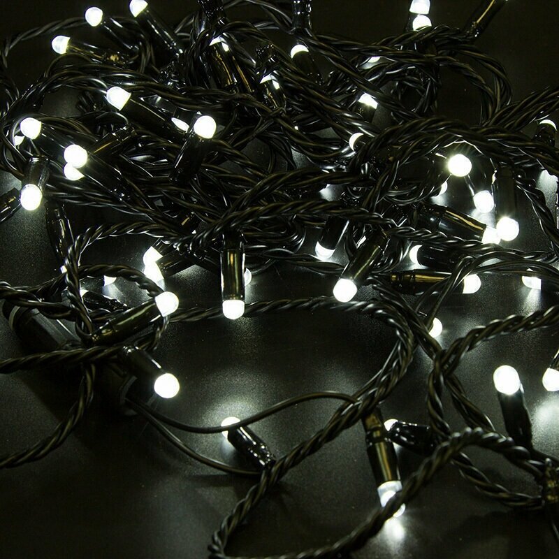 Гирлянда электрогирлянда новогодняя светодиодная уличная 100 LED Neon-Night Нить 10м без шнура питания, холодное белое свечение
