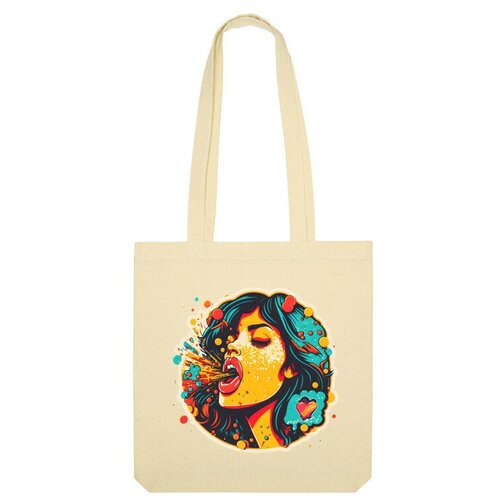 Сумка шоппер Us Basic, бежевый сумка девушка в абстракции зеленый