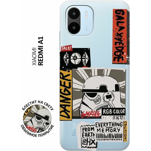 Силиконовый чехол на Xiaomi Redmi A1 / Сяоми Редми А1 с 3D принтом Stormtrooper Stickers прозрачный силиконовый чехол на xiaomi redmi 10 сяоми редми 10 с 3d принтом stormtrooper stickers прозрачный