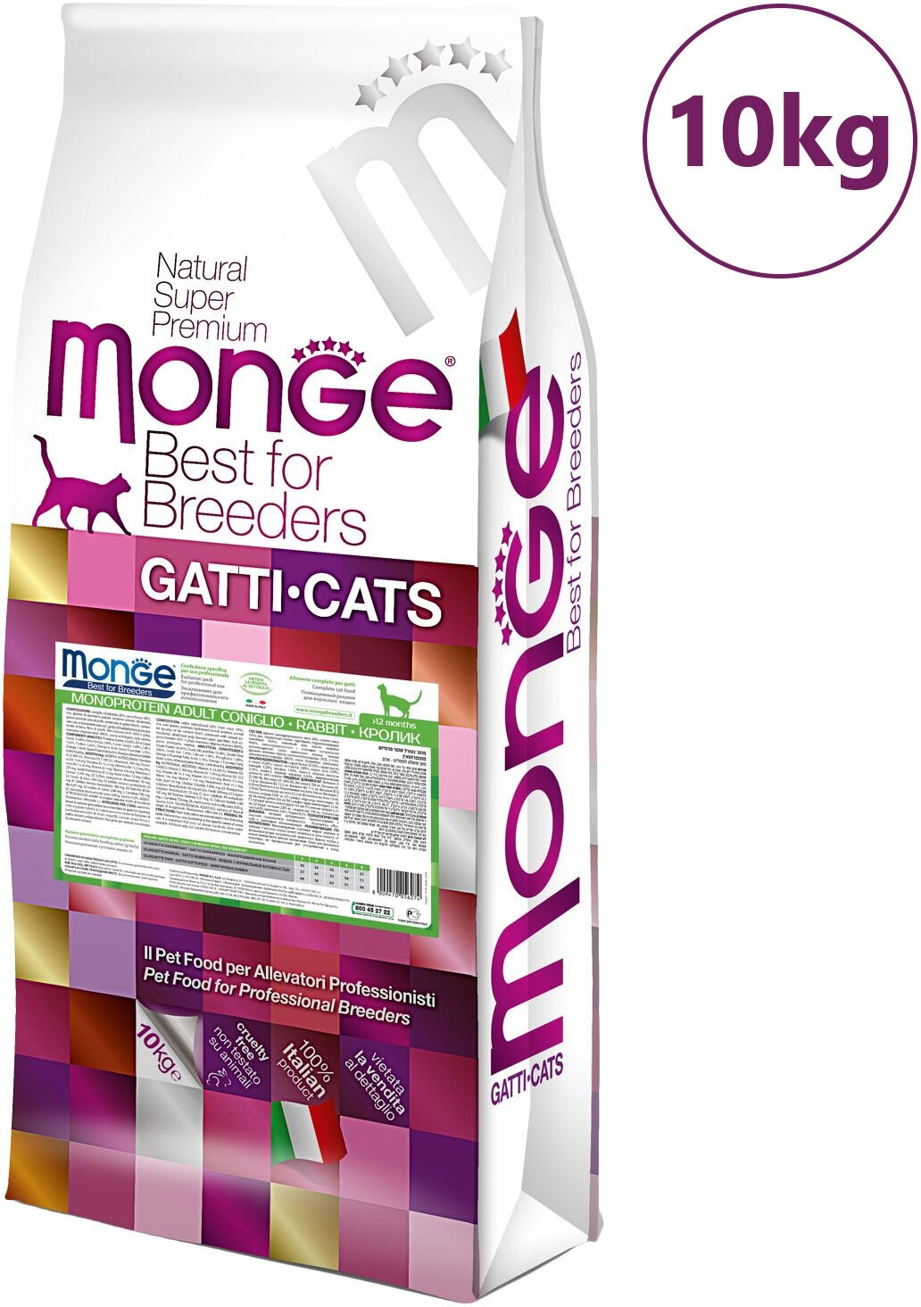 Monge Cat PFB Monoprotein Сухой корм для кошек, Кролик 10кг