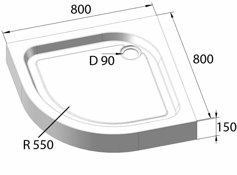 Душевой поддон 80x80 BelBagno Tray TRAY-BB-R-80-550-15-W