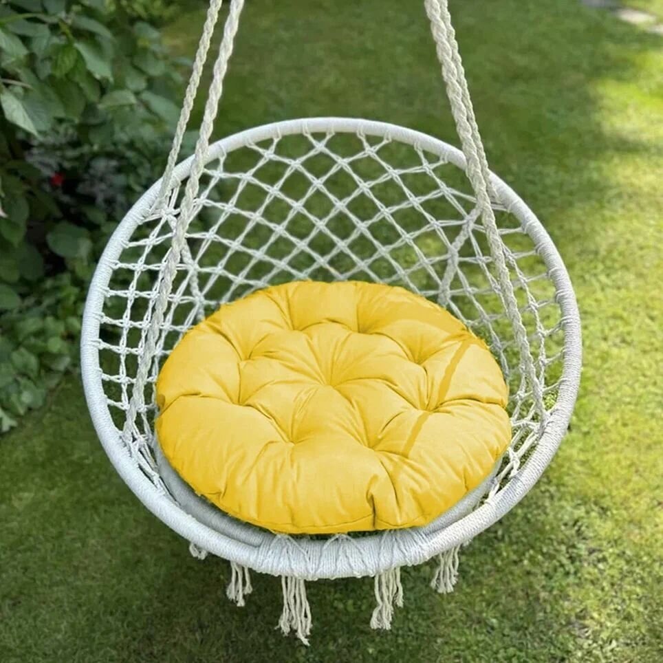Круглая подушка для садовых качелей Билли, напольная сидушка 60D, желтая - фотография № 1