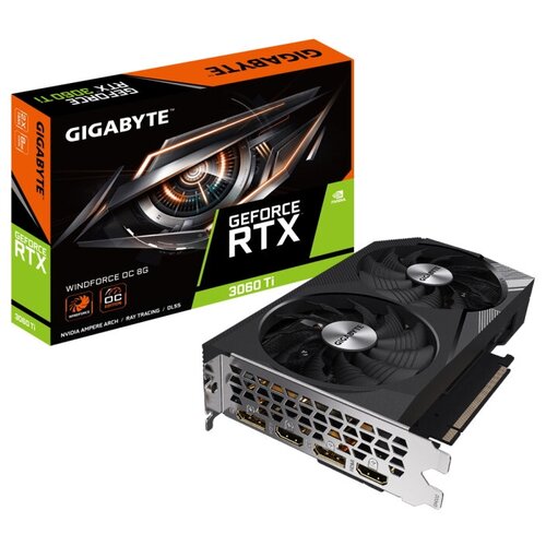 Видеокарта Gigabyte PCI-E 40 GV-N306TWF2OC-8GD NVIDIA GeForce RTX 3060Ti 8192Mb 256 GDDR6 166514000 HDMIx2 DPx2 HDCP Ret 4761200₽