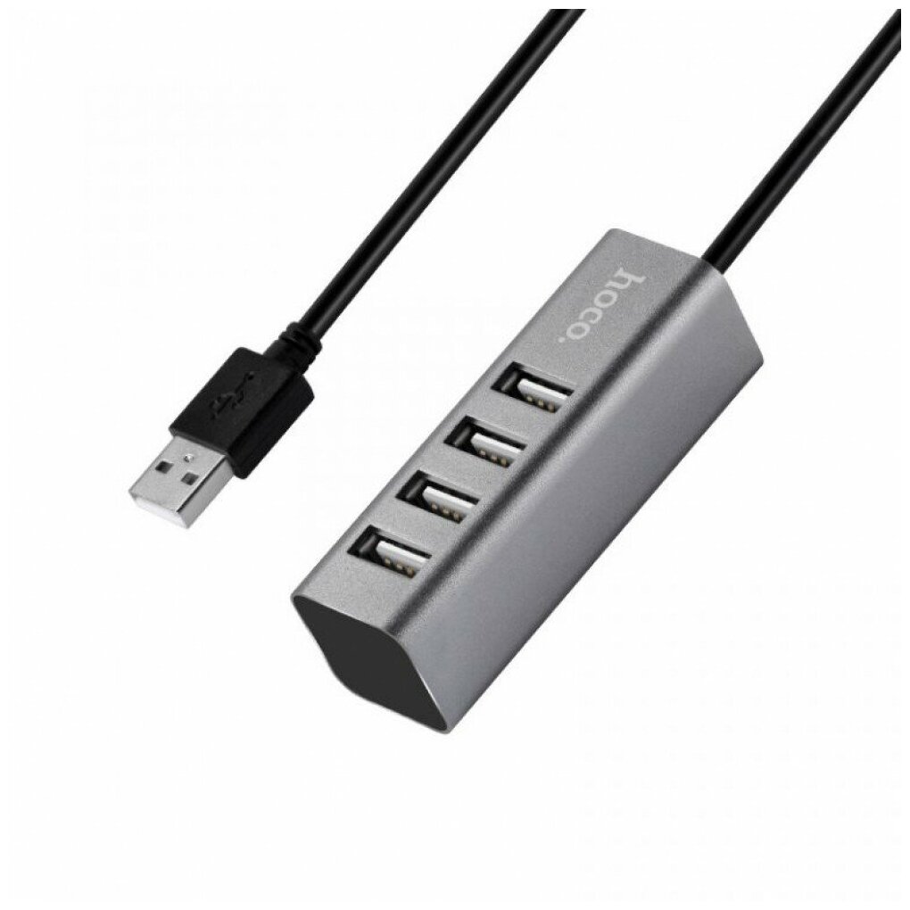 Переходник Hoco HB1 USB концетратор на 4 USB черный