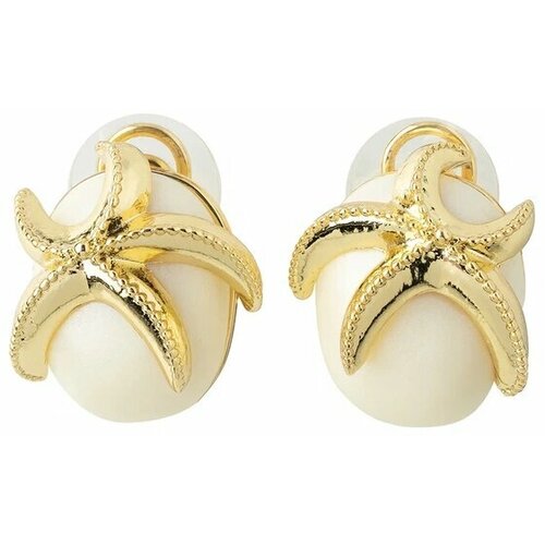 Серьги , жемчуг имитация, белый, золотой
