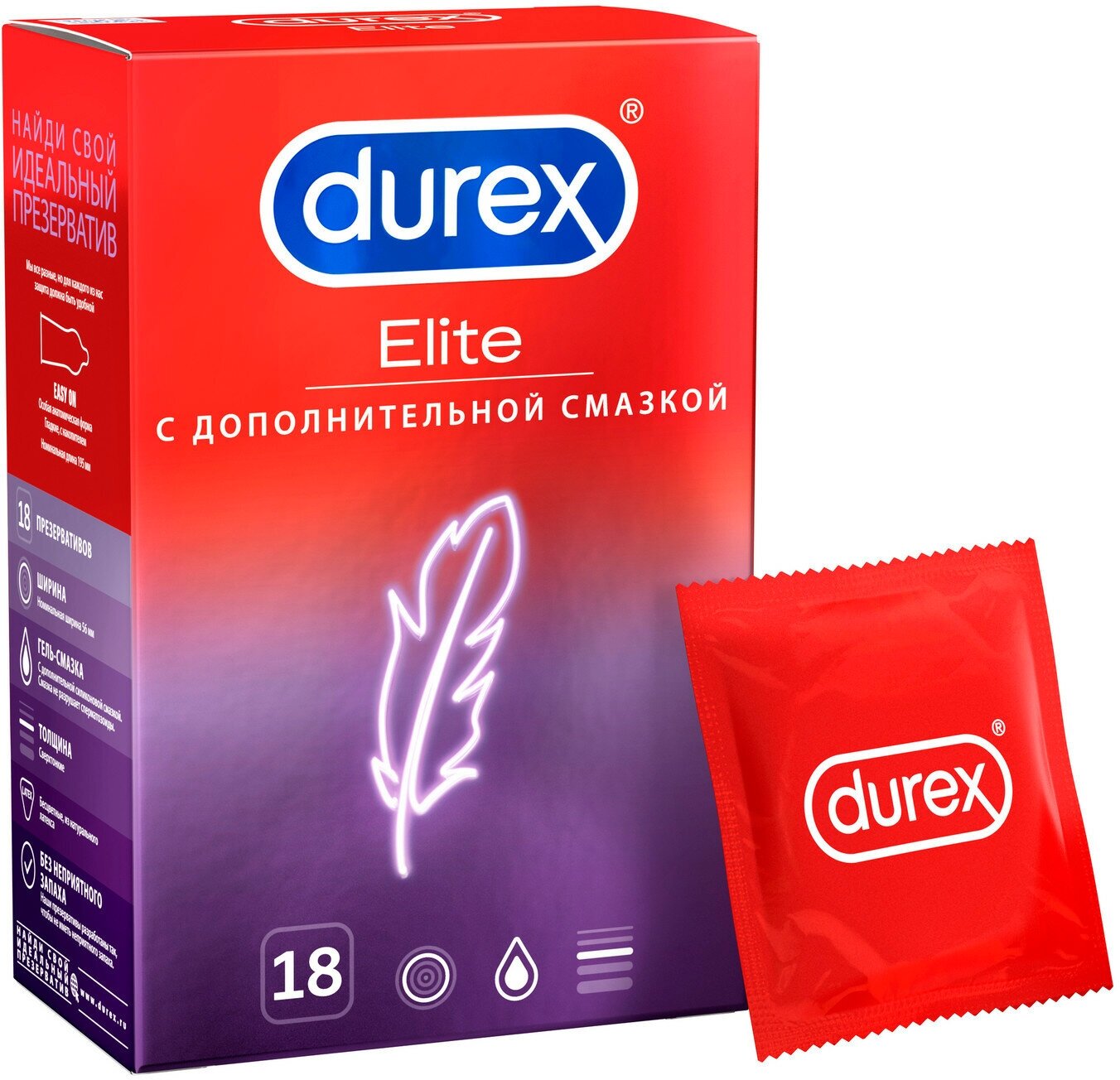 Презервативы Durex Elite гладкие сверхтонкие 18 шт