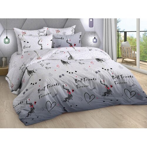 Постельное белье Евро бязь 120г/м2 (нав.70х70-2шт) Жирафы