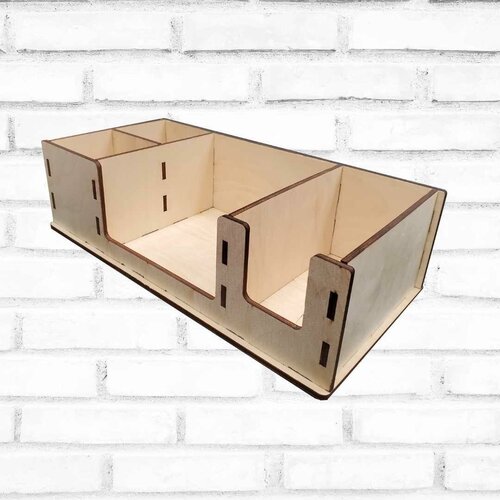 Ресторанная салфетница на стол с отсеками, салфетница для кальянных с местом для мундштуков, деревянная / Многофункциональный декор для кухонного стола