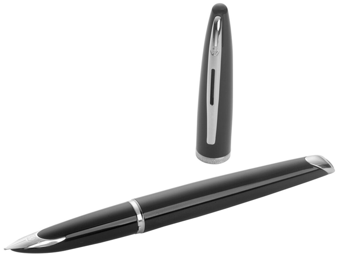Ручка перьевая Waterman "Carene Black Sea St" цвет чернил синий цвет корпуса черный серебро