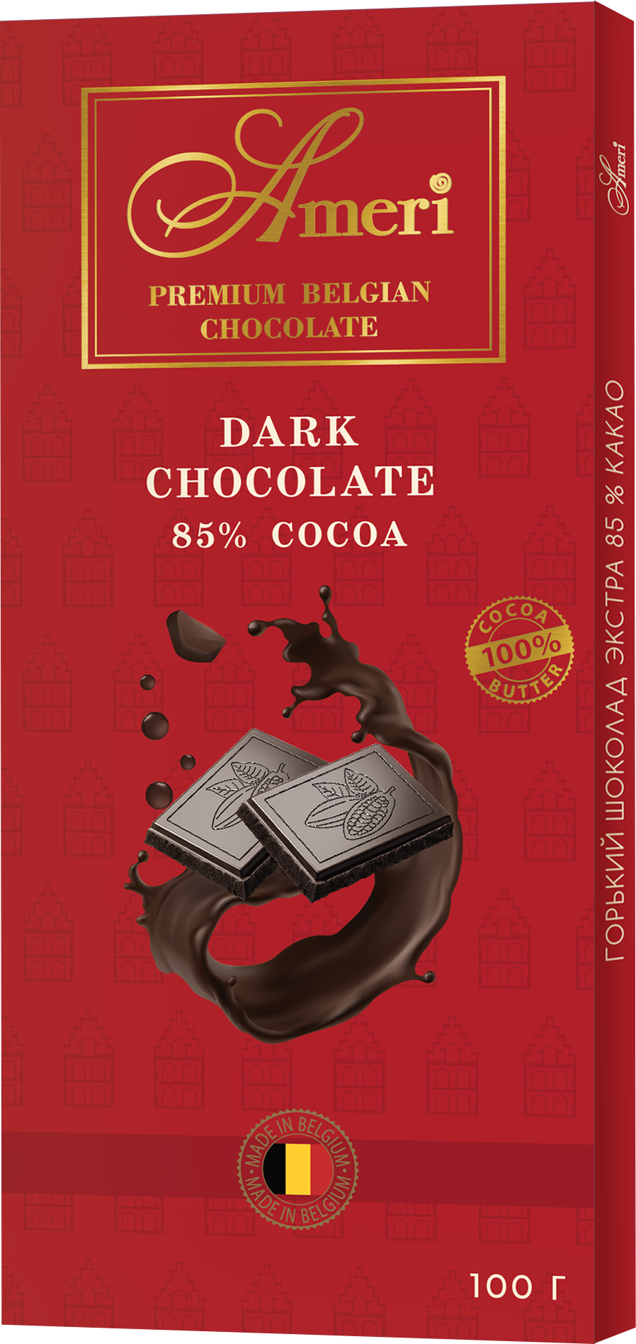 Шоколадная плитка Ameri экстра горький шоколад 85 %, 100г - фотография № 1