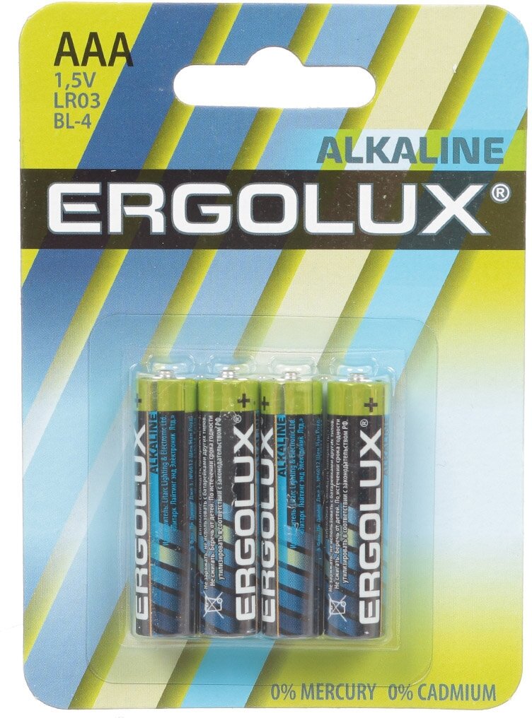 AAA Батарейка ERGOLUX Alkaline LR03-BL4, 4 шт. 1250мAч - фото №2