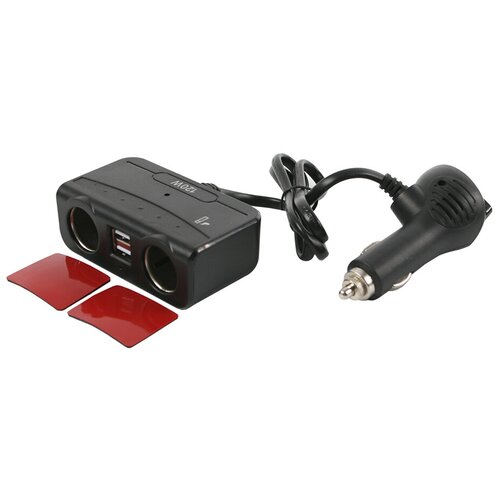 Разветвитель прикуривателя 12-24В 2 USB, 2 разъема, с проводом (NO 1676)