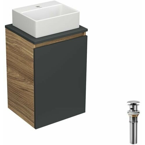 Комплект для ванной, 3 предмета (Тумба под раковину Bau Blackwood 40, графит + раковина BAU 33х28, выпуск)