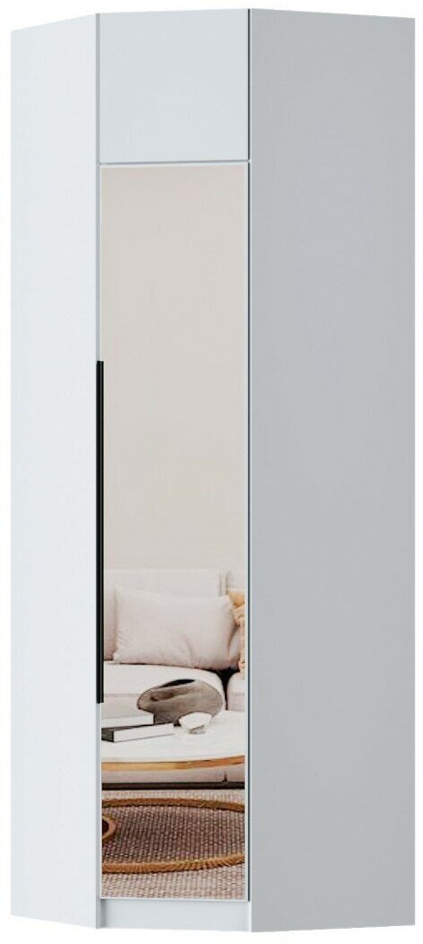 Угловой шкаф, для одежды Эрик, Легкомаркет, правый, 800/800-520/520-2400, белый, белье/платье, с зеркалом