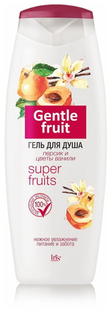 Гель для душа IRIS cosmetic Gentle fruit Персик и цветы ванили, 400 мл