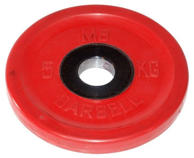Диск MB Barbell олимпийский d 51 мм цветной 5,0 кг (красный)
