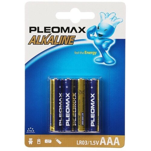 Pleomax Батарейка алкалиновая Pleomax, AAA, LR03-4BL, 1.5В, блистер, 4 шт. батарейка pleomax lr03 4bl 4 шт