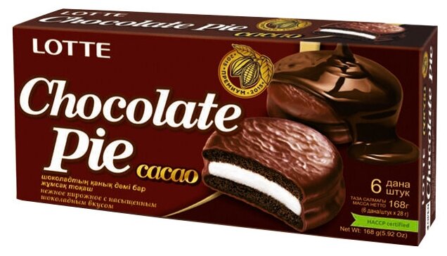 Пирожное Lotte Confectionery Choco Pie Cacao, 168 г, 6 шт. в уп. - фотография № 1