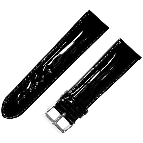 Ремешок Ardi, фактура лаковая, гладкая, перфорированная, размер 22, черный