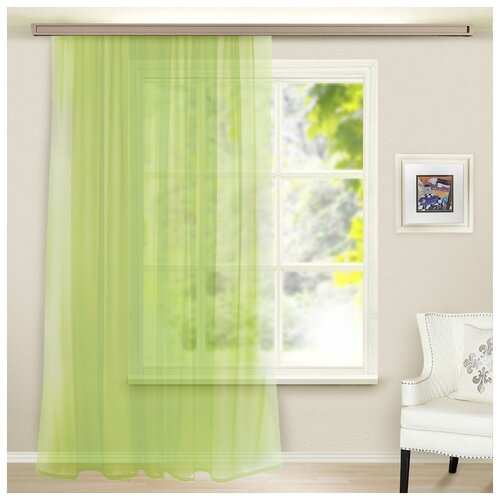 фото Штора-вуаль witerra однотонная, 145*260 см, светло-зеленая, 100% полиэстер