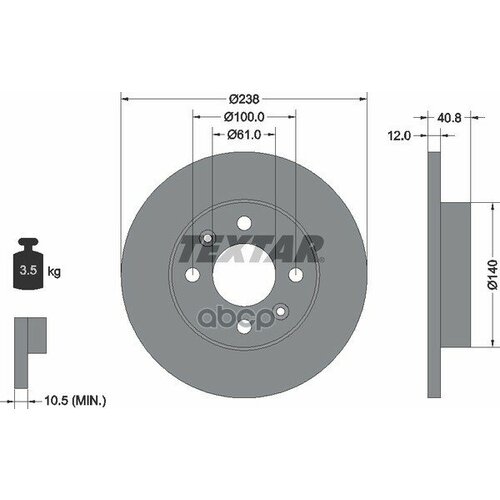 92036103_Диск Тормозной Передний! Renault Clio/R19/R21 1.2-1.9D 86> Textar арт. 92036103