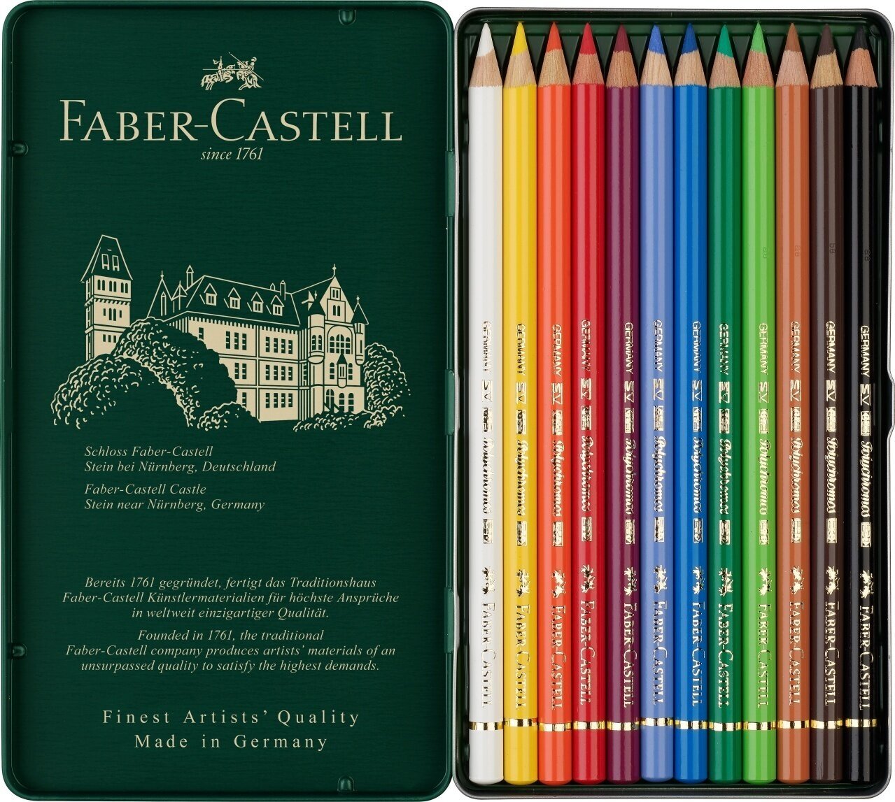 Карандаши цветные Faber-Castell Polychromos набор цветов в металлической коробке 12 шт. - фото №13
