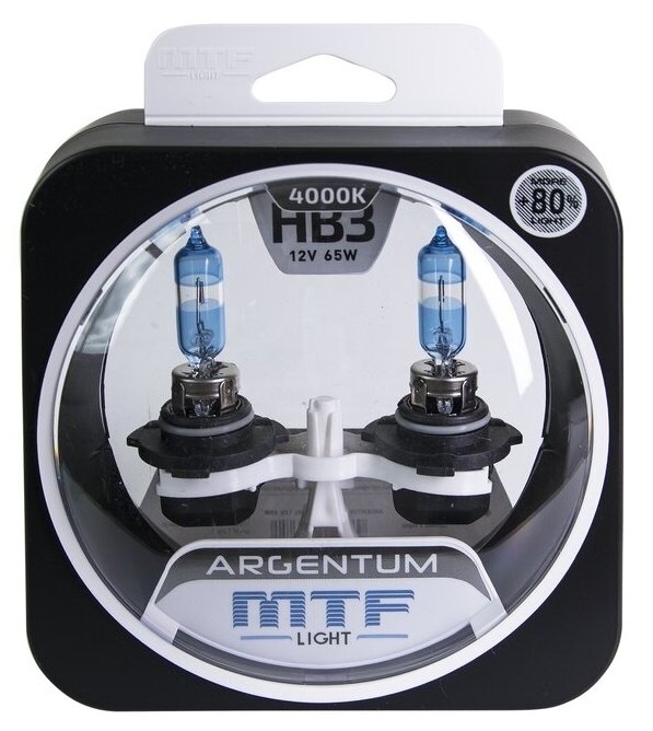 Лампа автомобильная галогенная MTF Light Argentum +80% H8A12B3 HB3 (9005) 12V 65W P20d