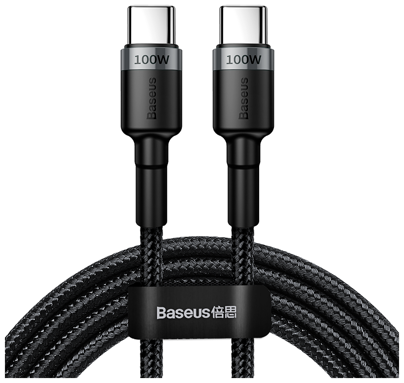 Кабель Baseus Cafule USB Type-C - USB Type-C, 2 м, 1 шт, черный/серый